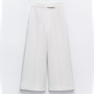 Zara Cream Wide-Leg High Rise Pants
